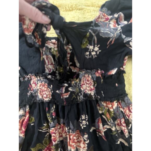 Women’s Angie black Floral Mini Dress Share Open Back Tie Small - Picture 15 of 16